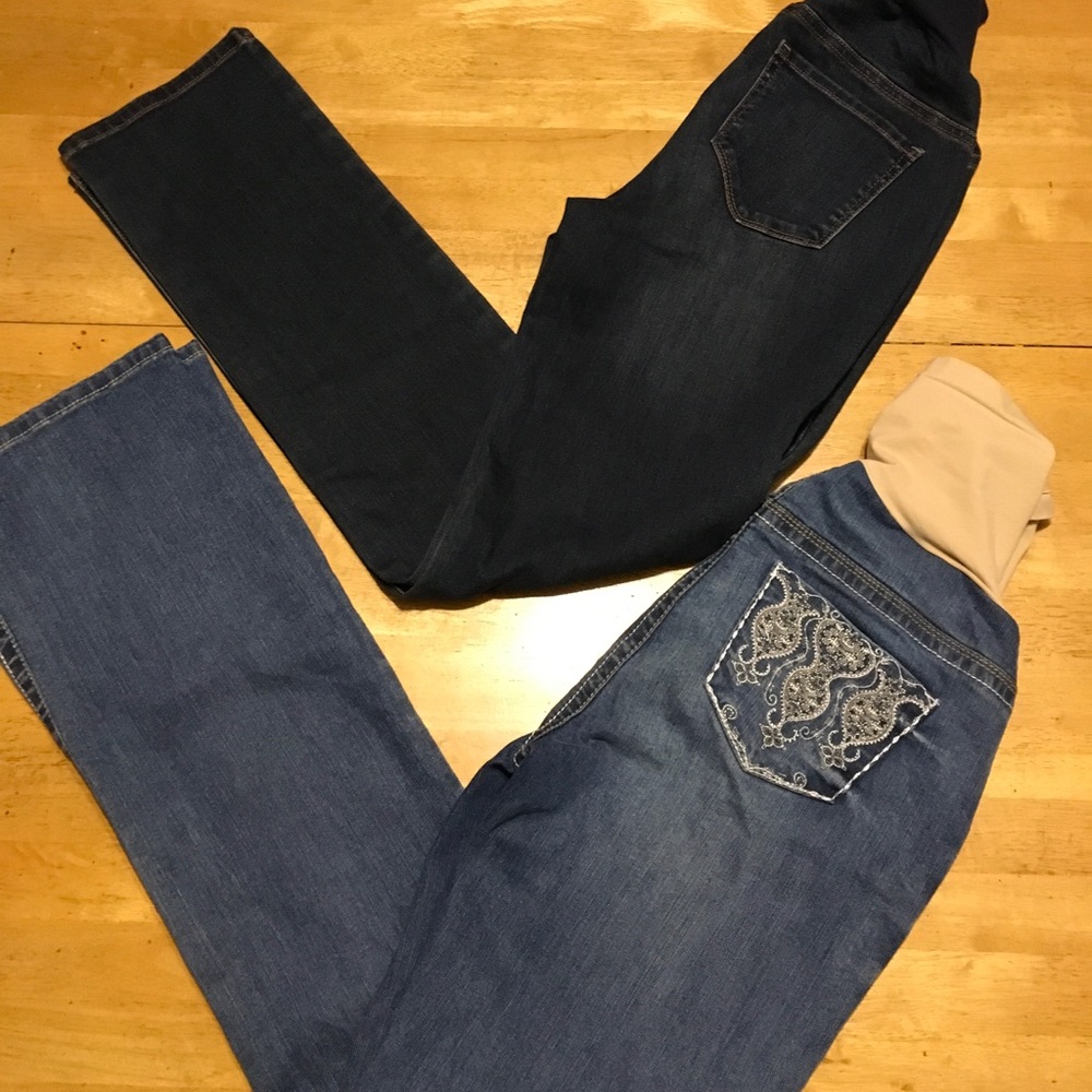 🧸 2 Pair New INDIGO BLUE Maternity Boot JEANS M